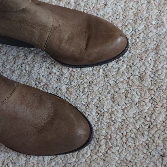 Eileen Fisher Tag Wrap-Snap Leather Booties Dark green Zipper Size 6 - Picture 7 of 12